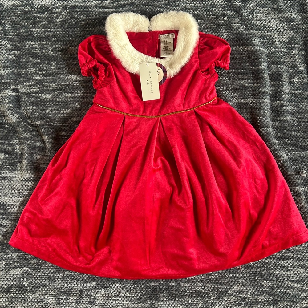 Max Studio Red Dress with White Collar